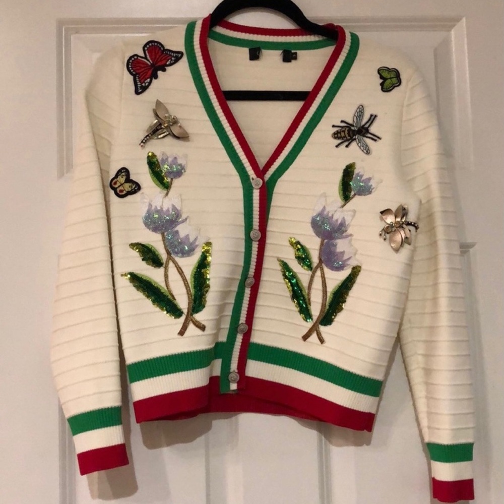 gucci embellished sequin cardigan